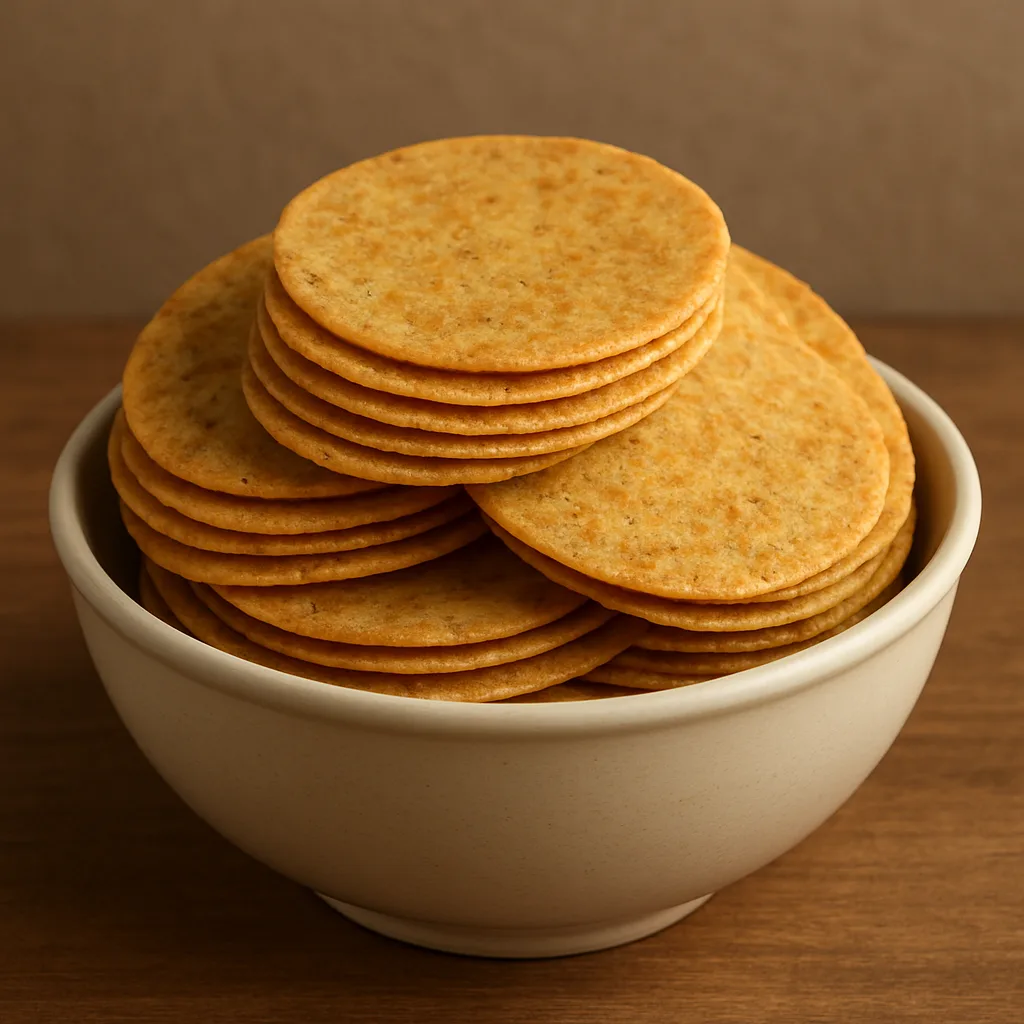 Stack of crisp Gujarati khakhra in assorted flavours